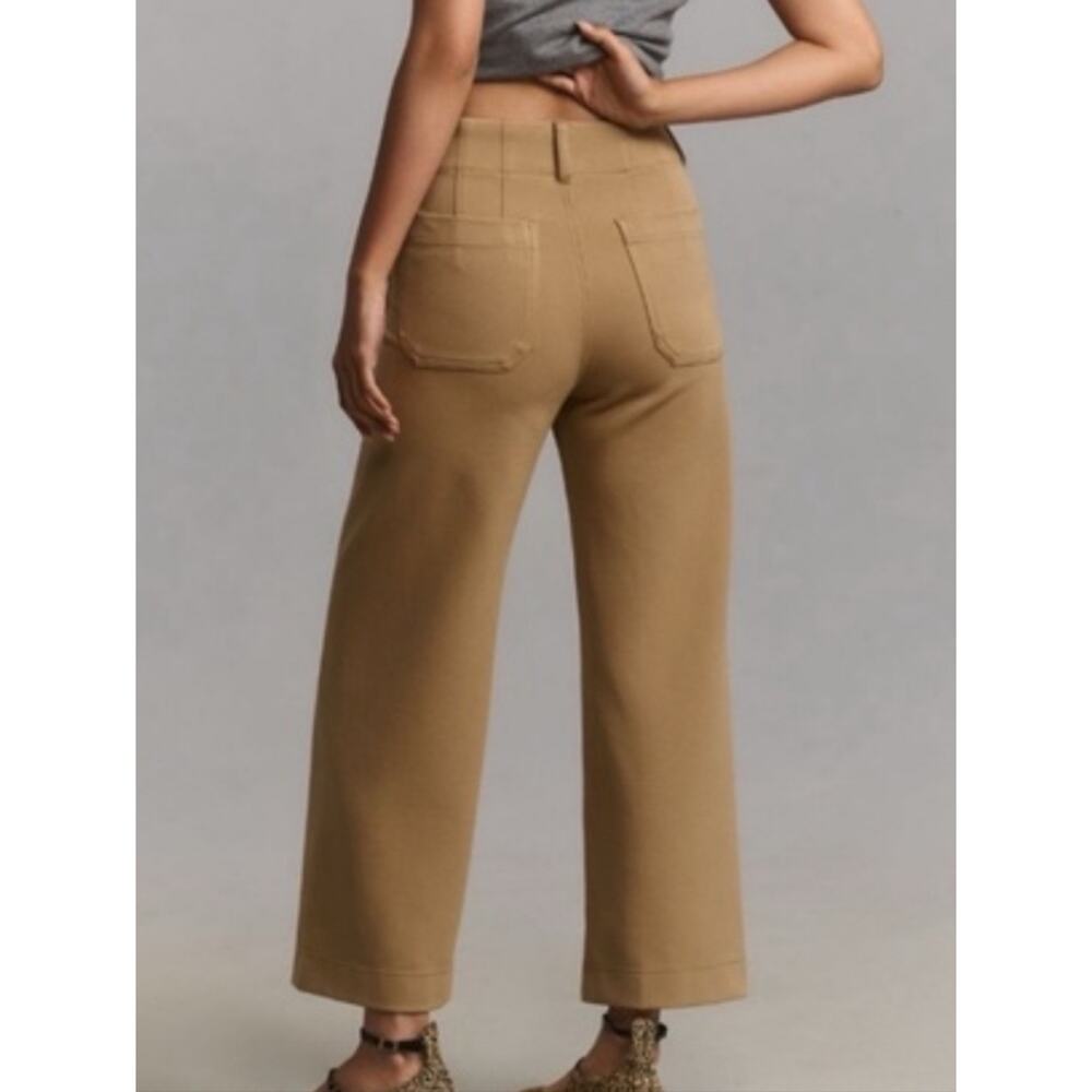 Anthropologie Colette Cropped Wide-Leg Pants Maeve Knit Khaki 30 - Picture 2 of 6